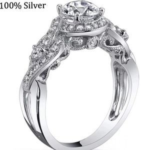 New Solid Sterling Silver 1 Carat Ring